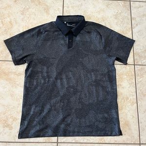 Under Armour Shirt Mens Large Black Grey Camo Golf Polo Loose Heatgear